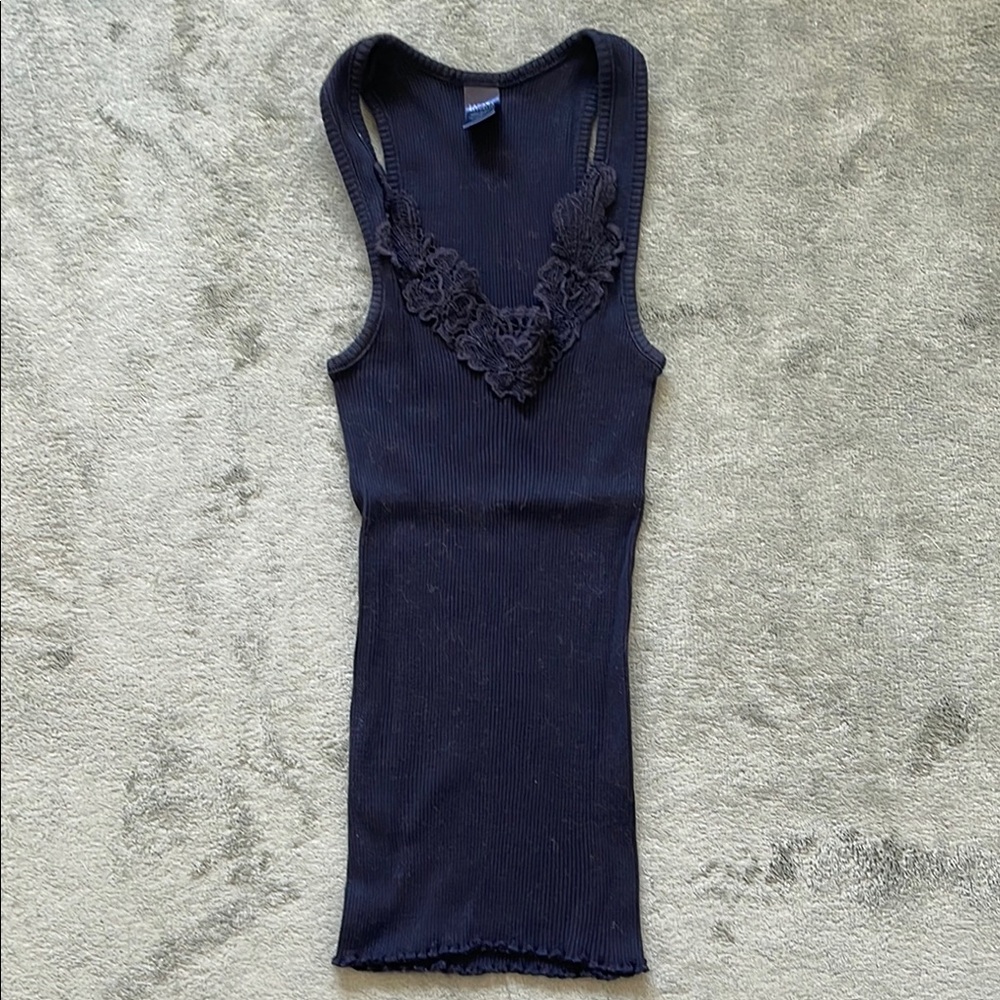 Banana Republic Lace Detail Ribbed Top